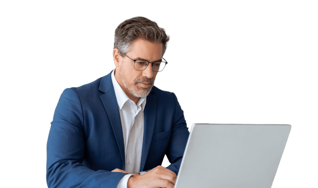 Symmetry MSP image of a man on a laptop