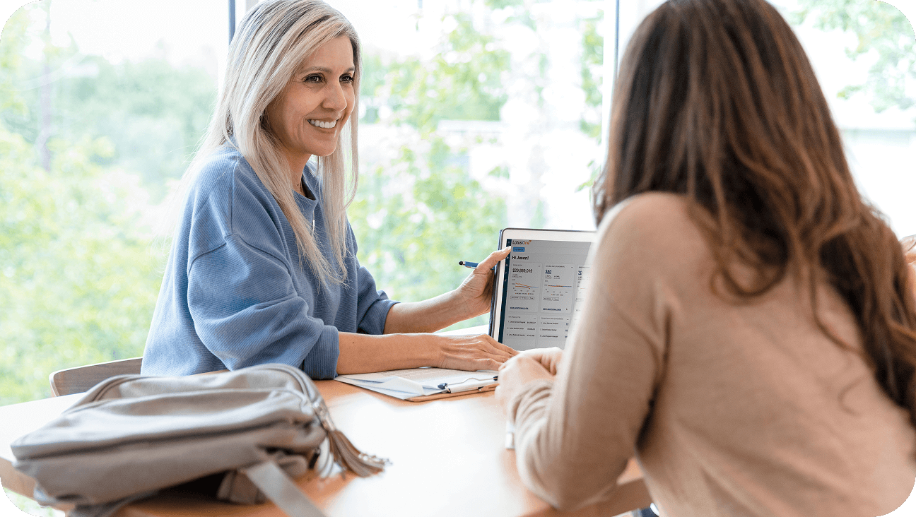 Image of two women talking
